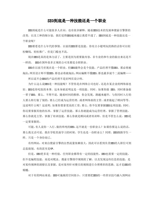 SEO到底是一种技能还是一个职业