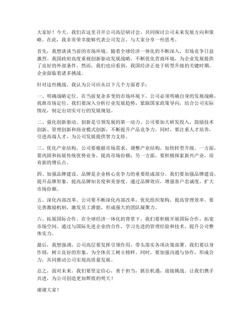 公司高层研讨会发言稿范文