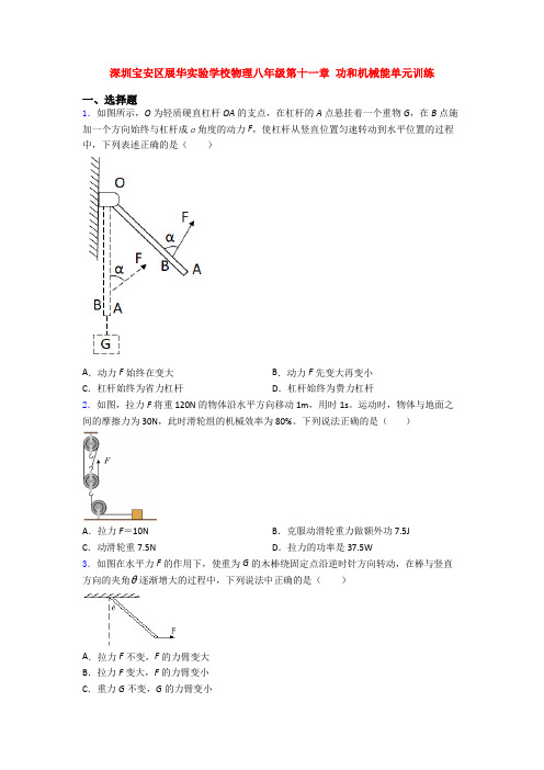 深圳宝安区展华实验学校物理八年级第十一章 功和机械能单元训练
