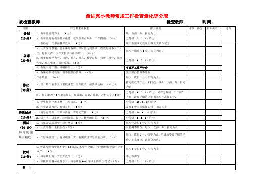 教师教学常规工作考核量化评分细则