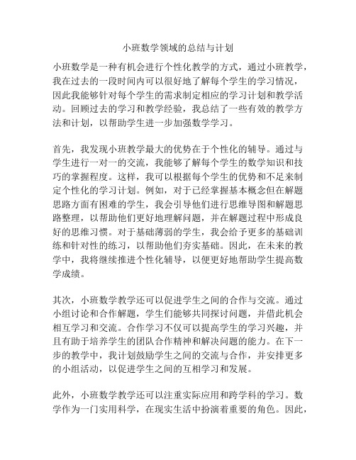 小班数学领域的总结与计划