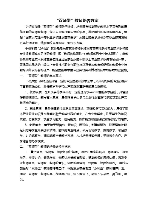 “双师型”教师培养方案