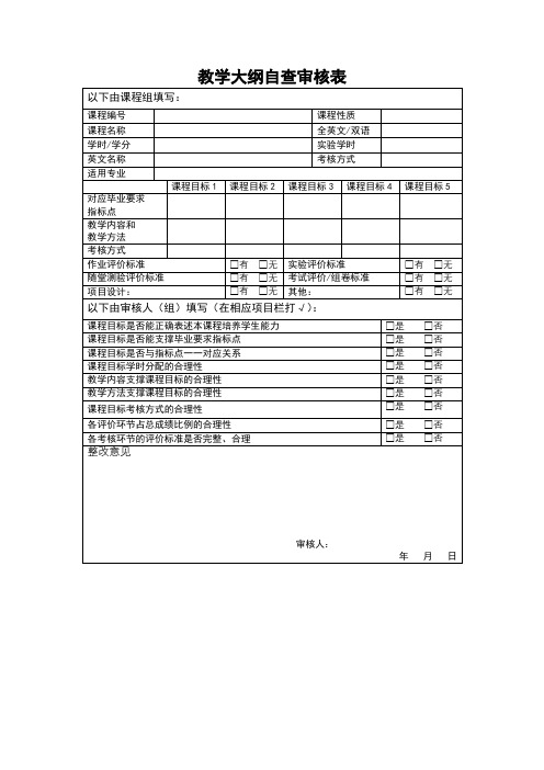 教学大纲自查审核表