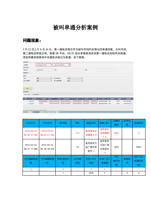 被叫单通分析案例