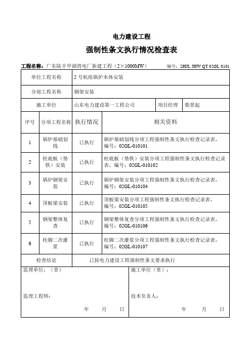 强制性条文检查记录表 - 副本