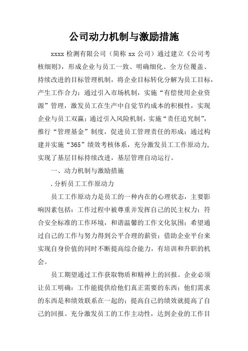 公司动力机制与激励措施