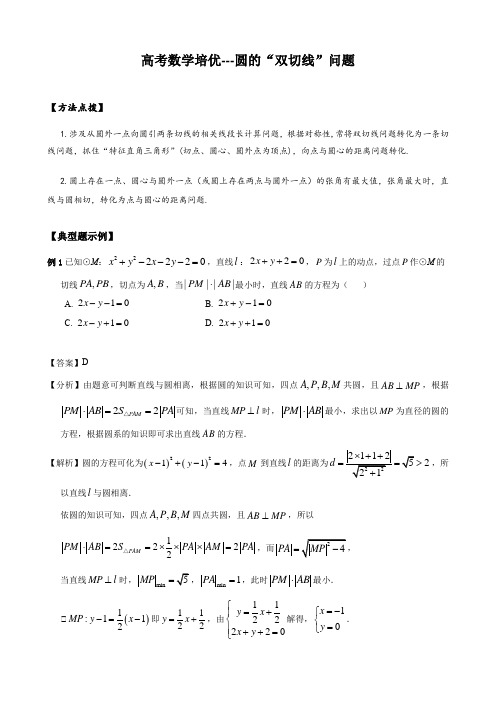 高考数学培优---圆的“双切线”问题