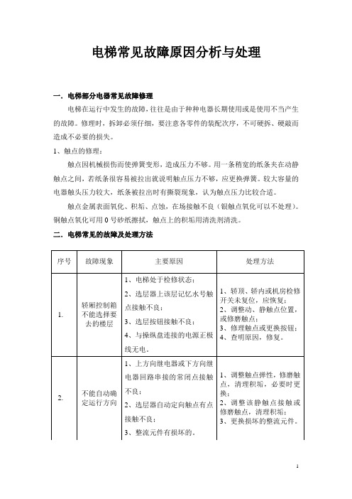 电梯常见故障原因分析与处理