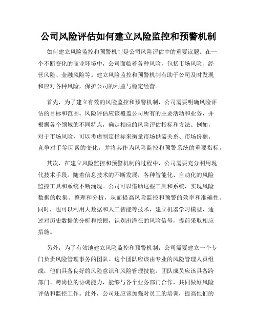 公司风险评估如何建立风险监控和预警机制