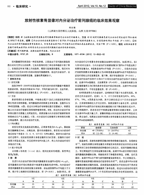 放射性核素骨显像对内分泌治疗前列腺癌的临床效果观察