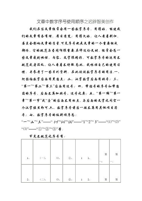 公文中数字序号使用顺序