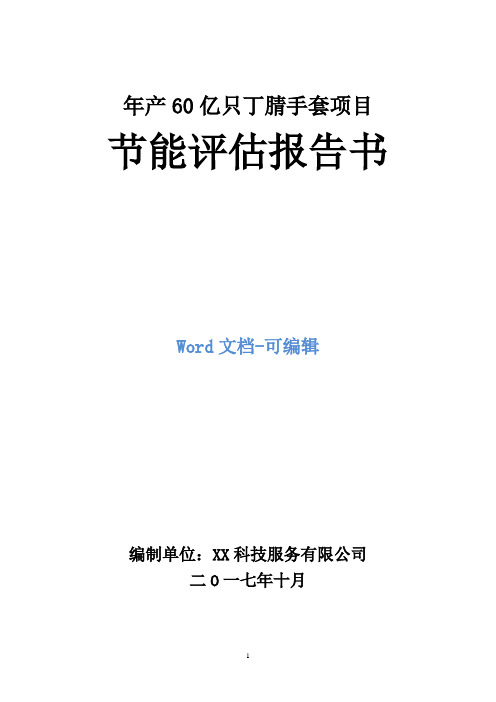 年产60亿只丁腈手套项目节能评估报告书