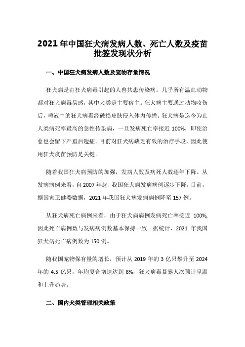 2021年中国狂犬病发病人数、死亡人数及疫苗批签发现状分析