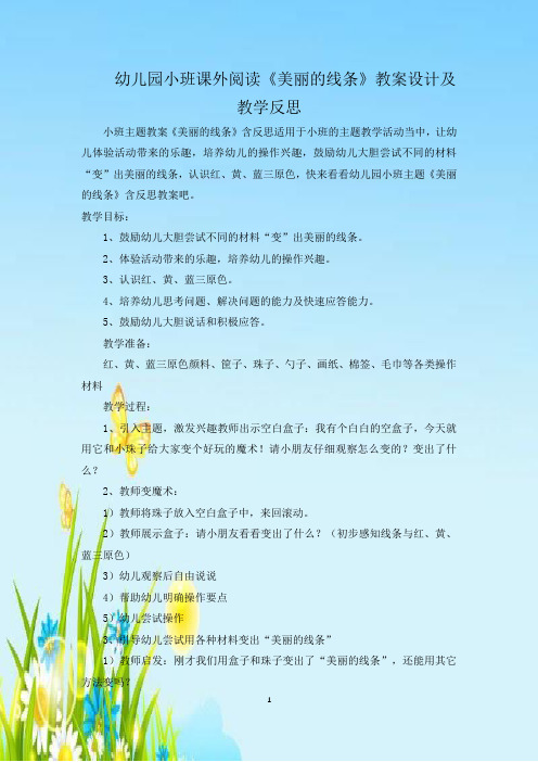 幼儿园小班课外阅读《美丽的线条》教案设计及教学反思