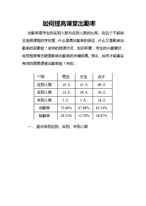 如何提高课堂的出勤率