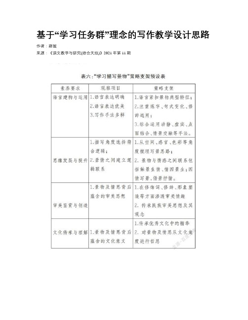 基于“学习任务群”理念的写作教学设计思路