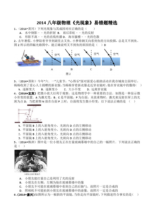 2014八年级物理《光现象》易错题精选