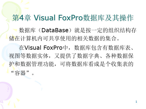 VFP 6.0第4章Visual FoxPro数据库及其操作