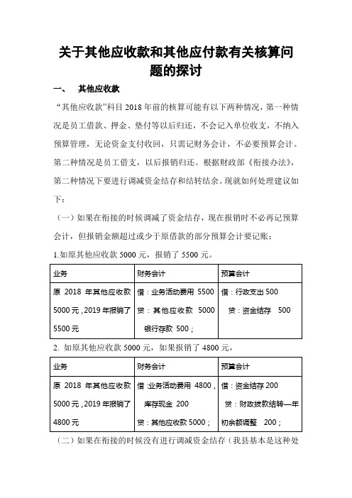 关于其他应收款和其他应付款有关核算问题的探讨