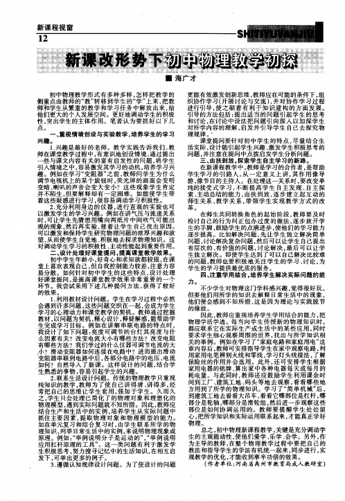 新课改形势下初中物理教学初探