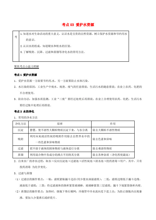 03 爱护水资源(水的组成、净化、水污染) 配套练习(Word附解析)