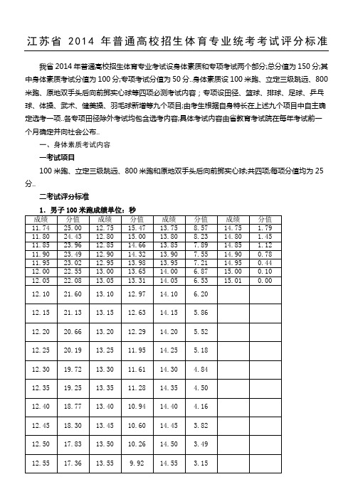 江苏体育高考方法评分标准