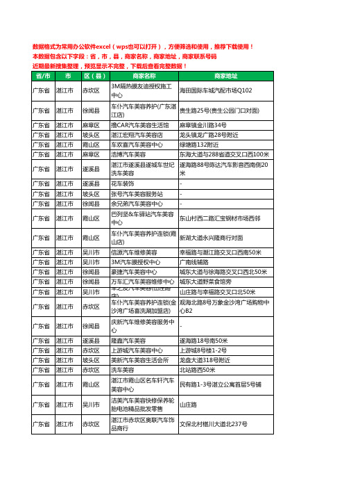 2020新版广东省湛江市汽车美容工商企业公司商家名录名单联系电话号码地址大全364家