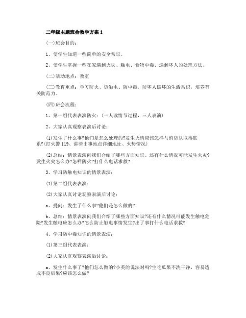 适合二年级的主题班会活动方案大全