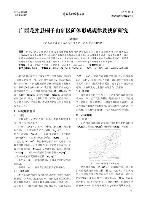 广西龙胜县桐子山矿区矿体形成规律及找矿研究 中国高新技术企业杂志  2015年1月上-44