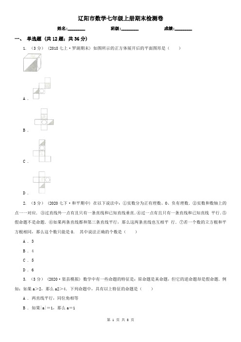 辽阳市数学七年级上册期末检测卷