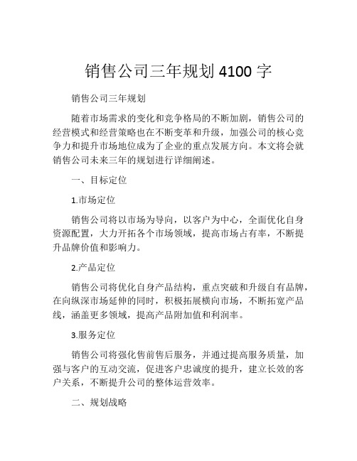 销售公司三年规划4100字