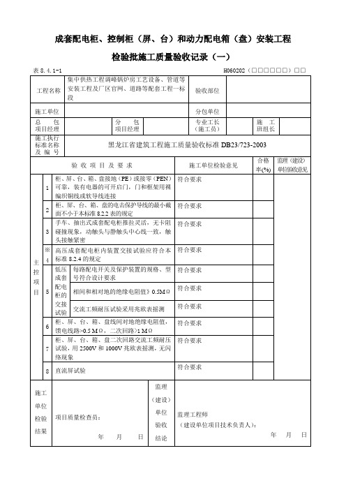 盘柜检验批