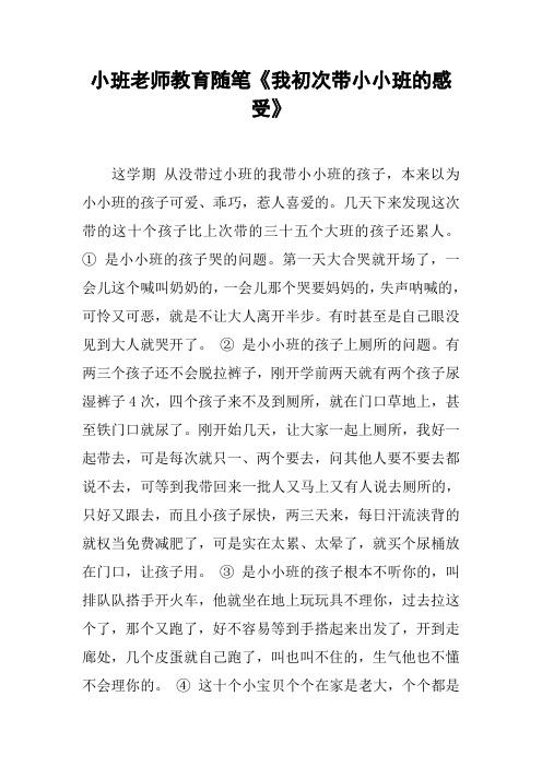 小班老师教育随笔《我初次带小小班的感受》