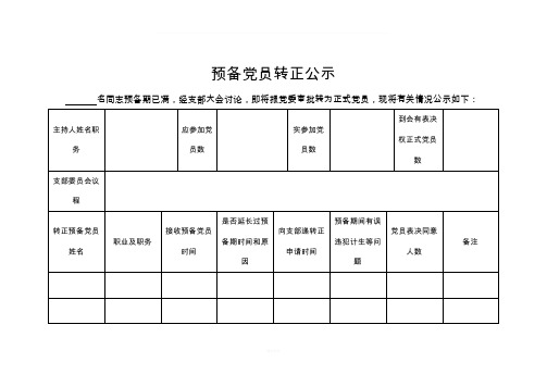 预备党员转正公示表