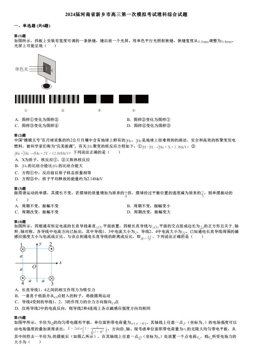 2024届河南省新乡市高三第一次模拟考试理科综合试题