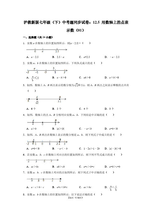 沪教新版七年级下学期 中考题同步试卷：12.5 用数轴上的点表示数(01)