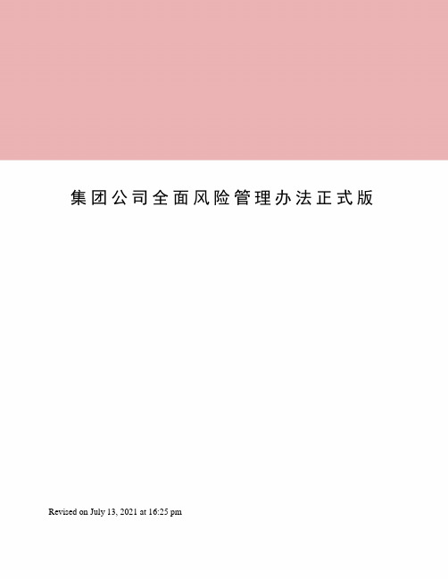 集团公司全面风险管理办法正式版