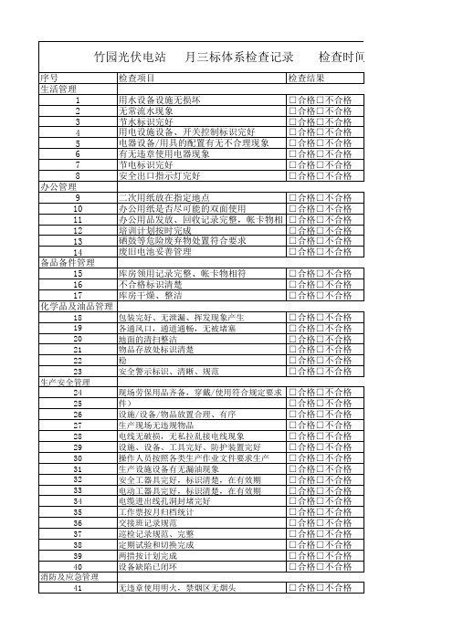 三标体系检查表