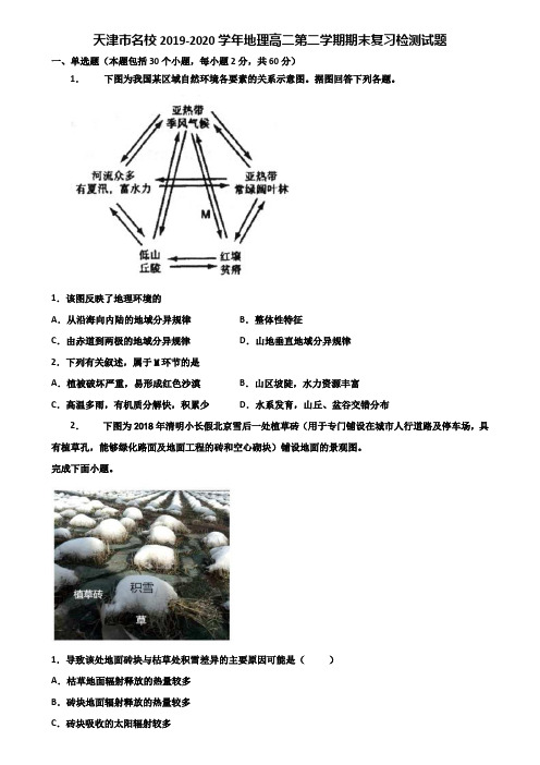 天津市名校2019-2020学年地理高二第二学期期末复习检测试题含解析