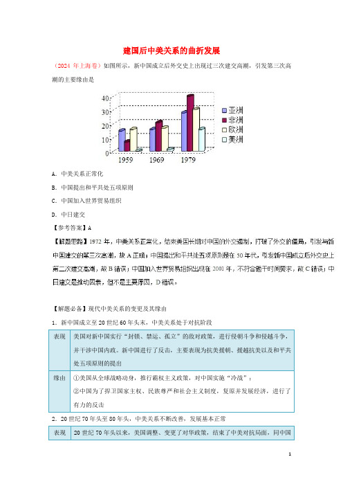 2024_2025学年高中历史每日一题建国后中美关系的曲折发展含解析新人教版必修1