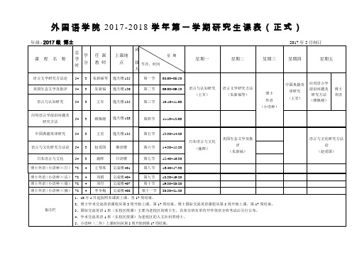 外国语学院2017-2018学年第一学期研究生课表正式