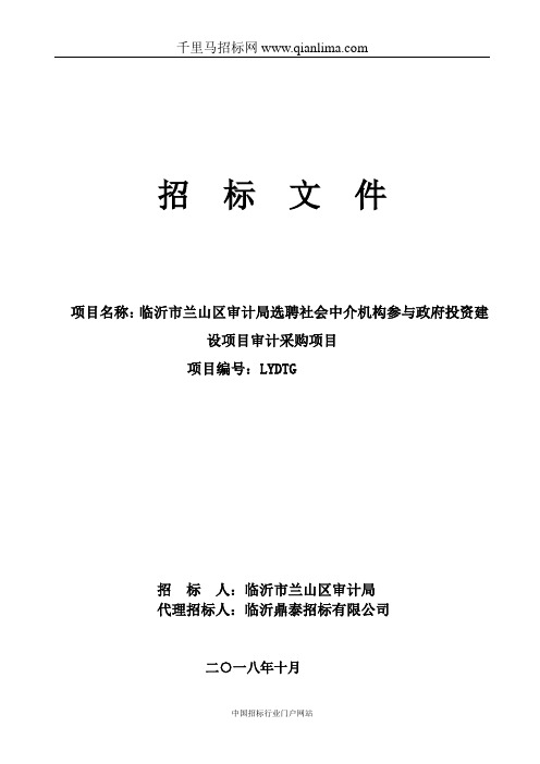 审计局选聘社会中介机构参与政府投资建设项目审计采购项目招投标书范本