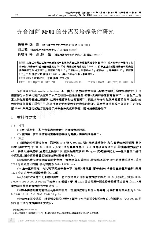 光合细菌M_01的分离及培养条件研究