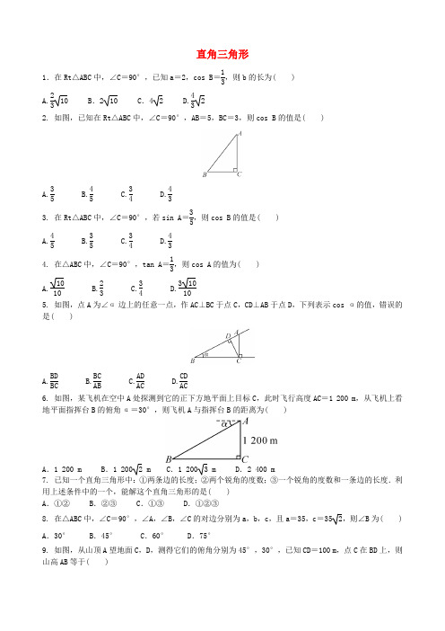 2018年中考数学专项复习 直角三角形综合训练题