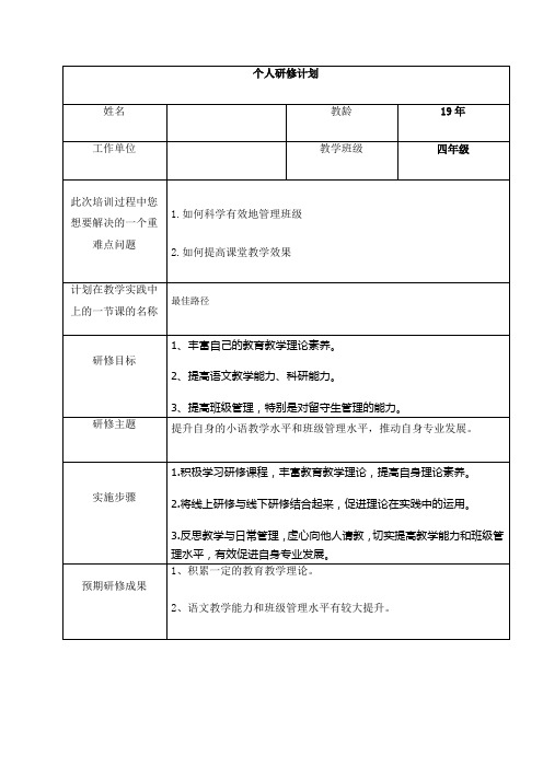 国培2017-个人研修计划