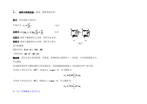 材料力学复习测重点及其公式