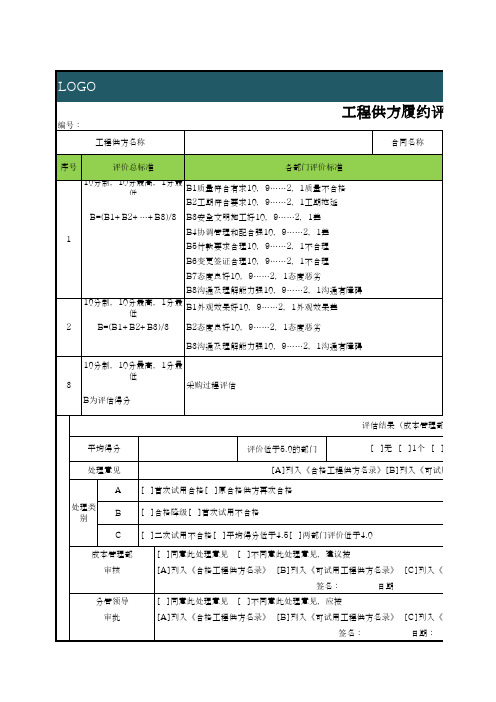 工程供方履约评估表