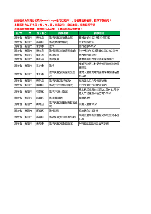 2020新版湖南省衡阳市德邦工商企业公司商家名录名单联系电话号码地址大全16家