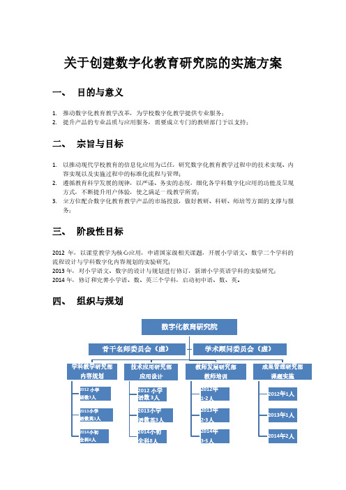 关于创建数字化教育研究院的实施方案