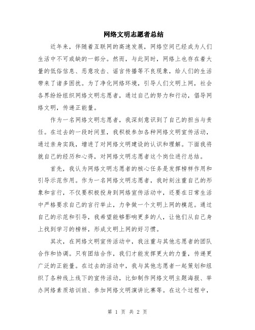 网络文明志愿者总结